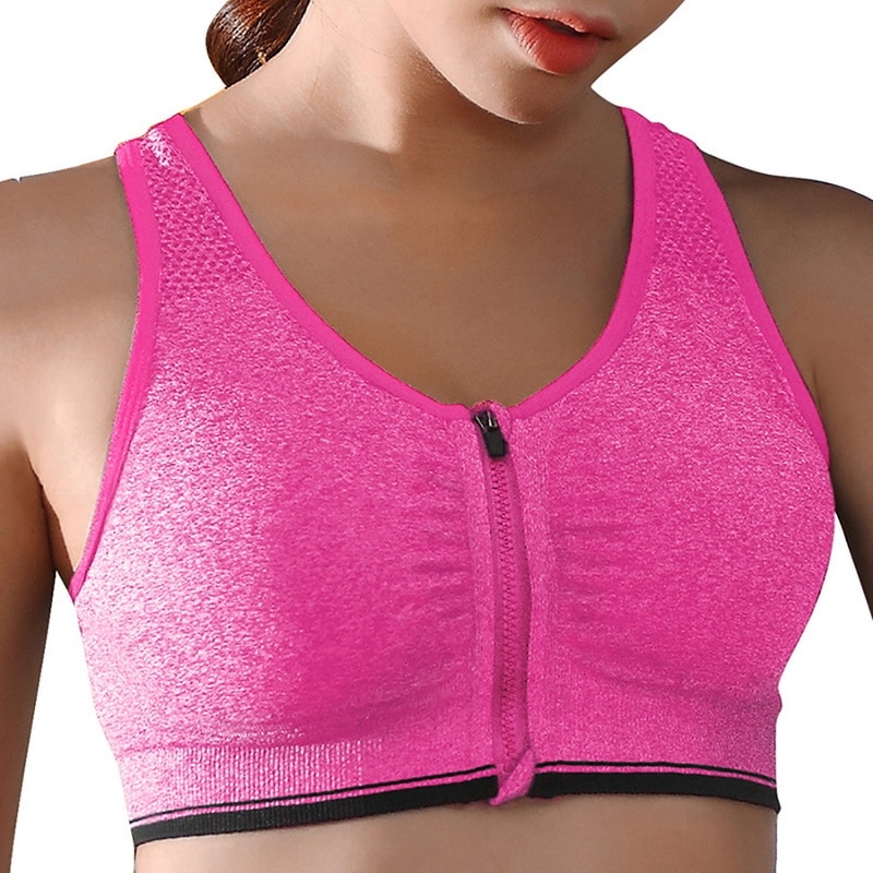 Hot Women Zipper Push Up Sports Bras Vest Underwear Shockproof Breathable  Gym Fitness Athletic Running Yoga Bh Sport Tops