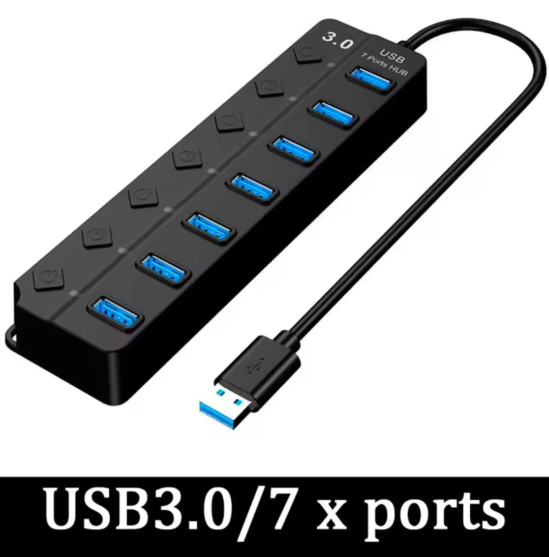 4 / 7 Port USB 3.0 Hub Multi Splitter Charger Power Adapter Multiple Expander Hubs With Switch For Laptop