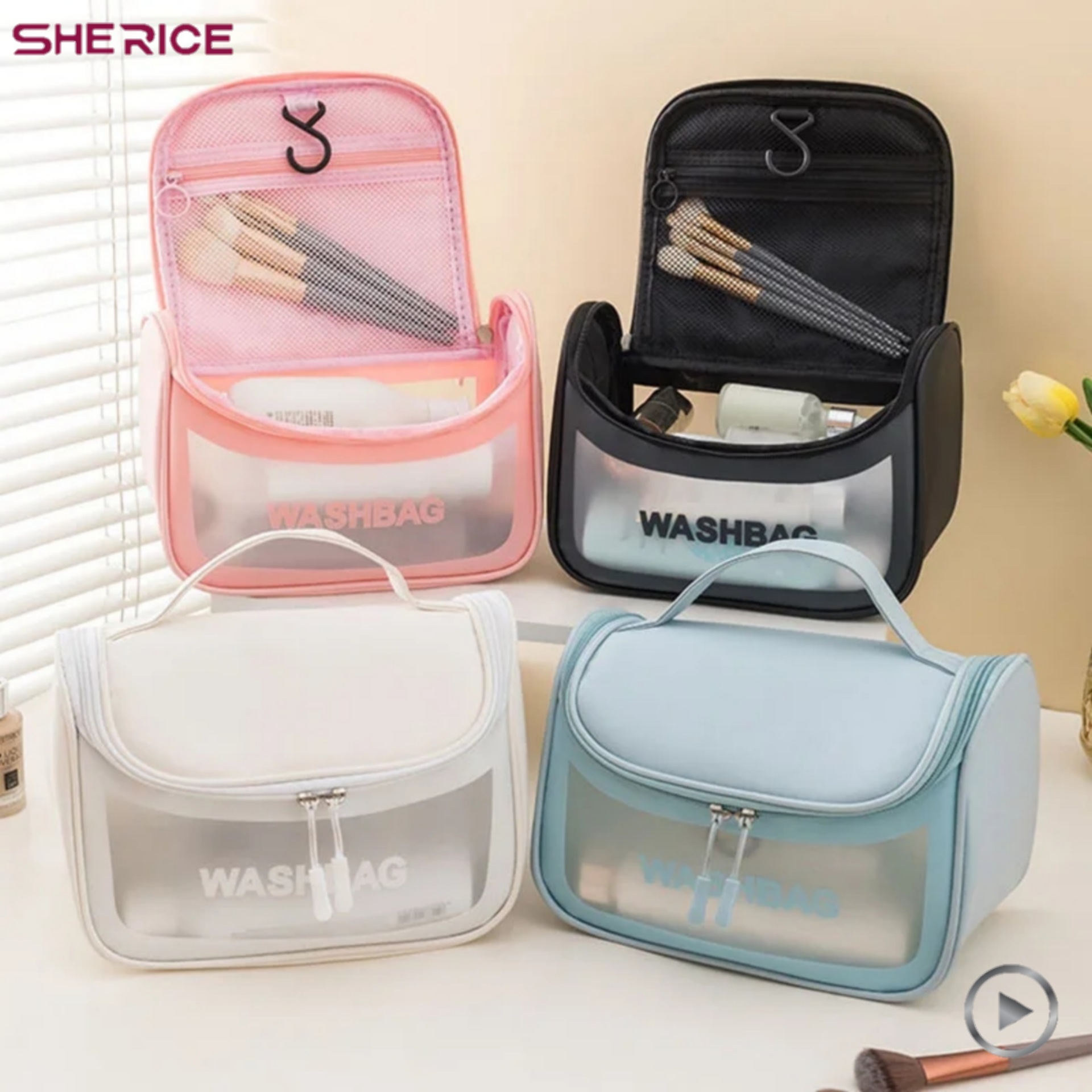 Wash Bag Toiletries and Cosmetic Organizer Bags with Full of Storage | Make Up Bags Pouch with Zipper For Travelling | Multipurpose Luxury Traveling Cosmetic Bags for Women