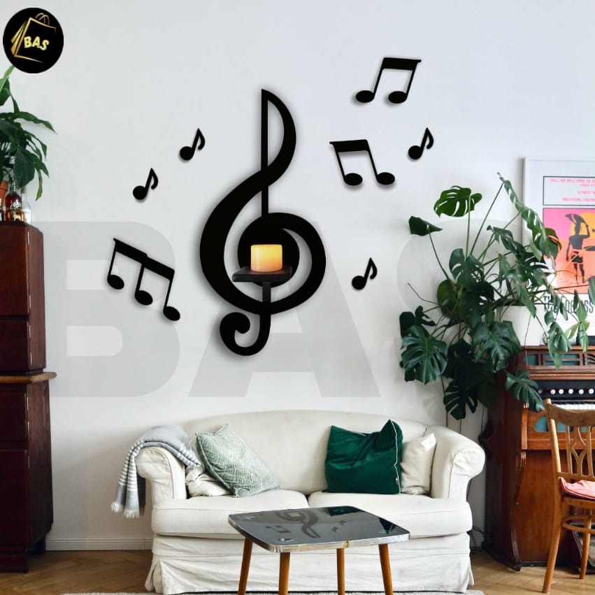 3D Wooden Wall Art, Musical Notes Wall Art, Wall Mount Candle Stick, Wall Decoration Items, Home Decoration Ideas, Wall Hangings, Candle Holders, Gift City, Wooden decorations, Music Notes Decor,  Style Candle Holders, Classic Wall Decor,