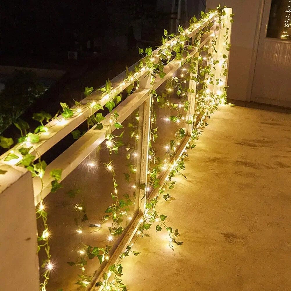 BOSTON'S STORE LED Fairy Lights with Artificial Plant Leaves bail with 10 ft String, Hanging bail, Fairy Lights, Battery Operated, Perfect for Home, Wedding, and Room Wall and home Decoration