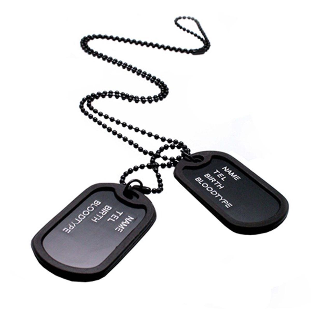 Military Army Style Black/Silver/Dog Tags Pendant Chain Necklace