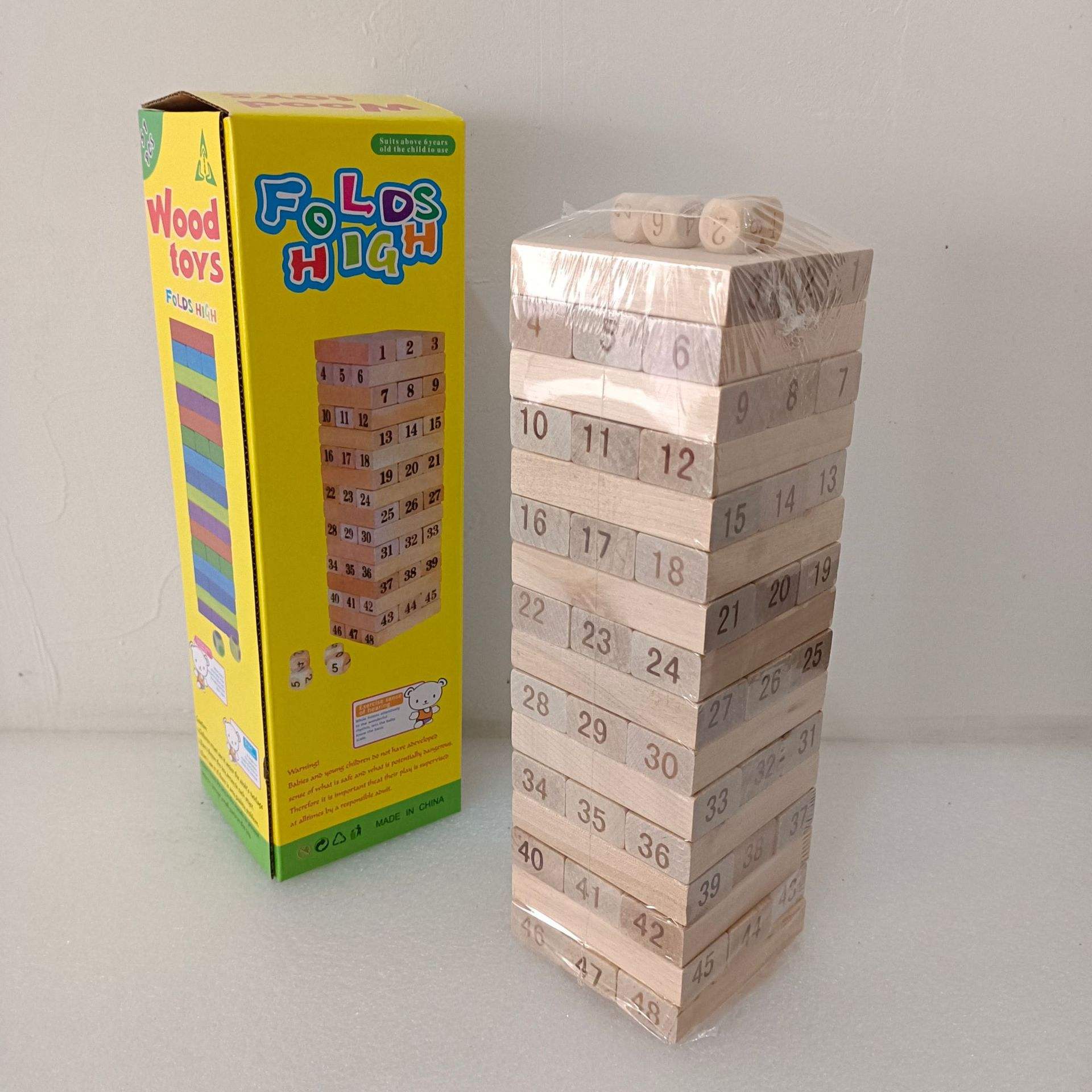 Wooden Stacking Building Block Game for Kids | 48 / 51 / 54 Pcs Colorful Tower Puzzle Set