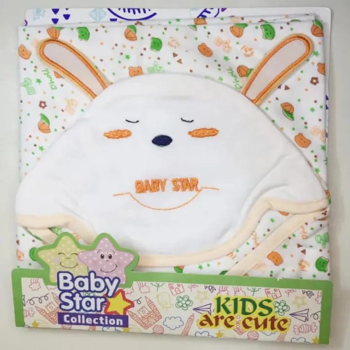 little dreamzHigh Quality Baby Cotton Wrapping Sheet and Swaddles with Cap in Characters with Ear Style - A Classy Look for your Newborn - Available in Pink Blue and Orange Color