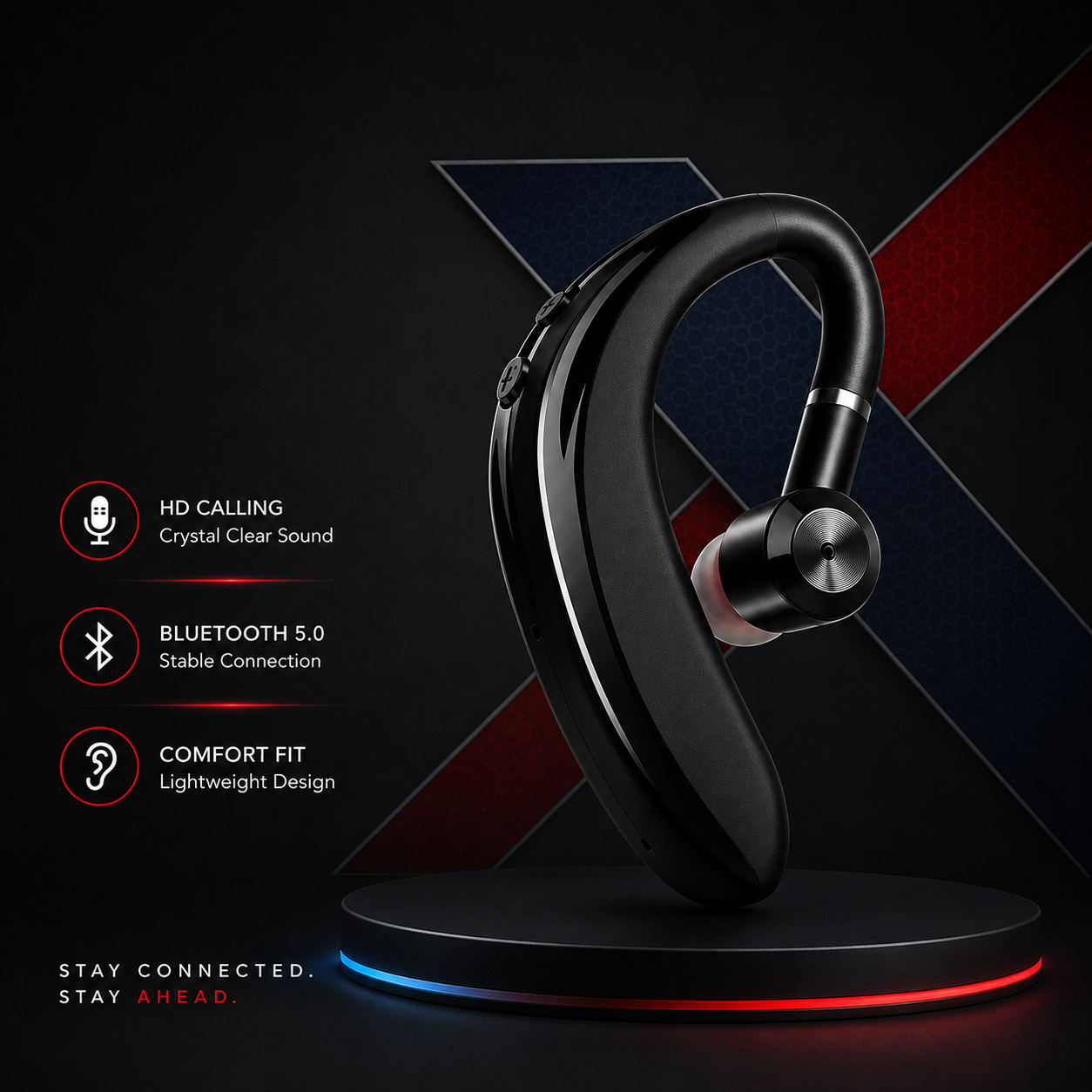 S109 Business Design Wireless Single Bluetooth Earphone Headset (Compatible With All Bluetooth Devices)