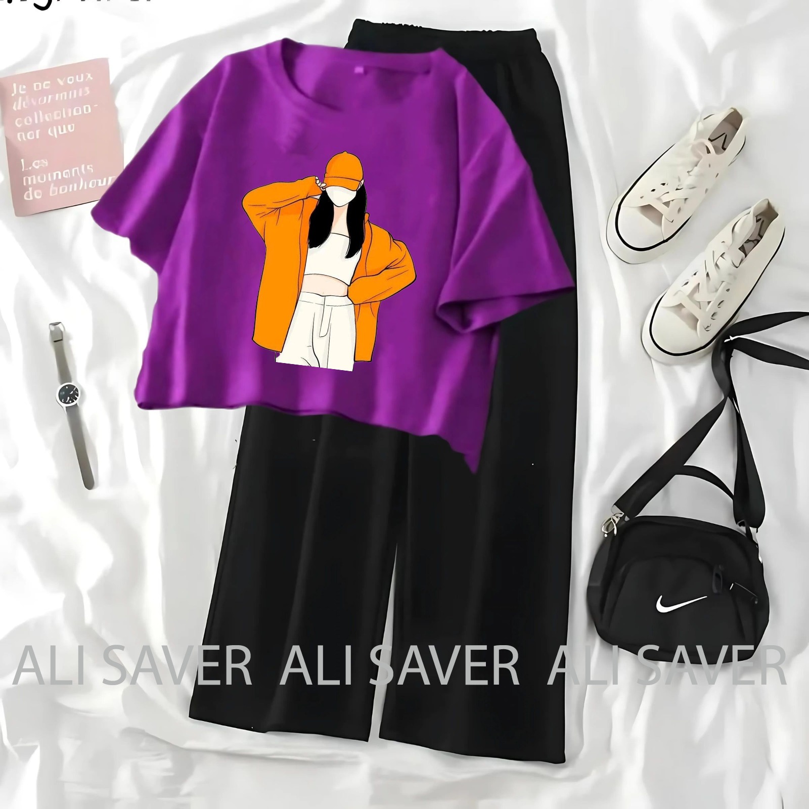 Crop Top Suits For Women High Quality Printed Tshirt And Flapper Premium Quality