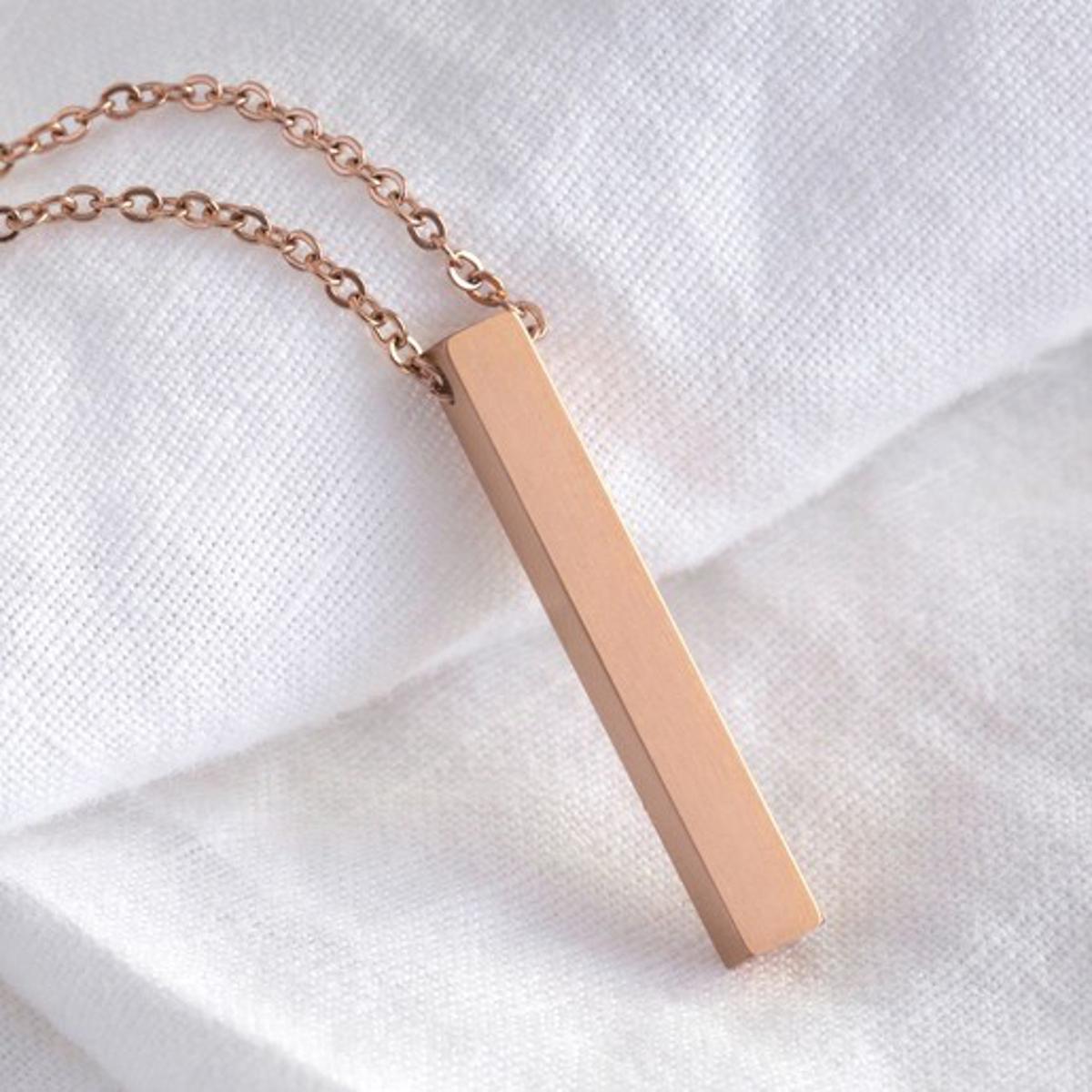 Golden 100% Pure Stainless Steel Vertical Bar Necklace/Locket/Chain for Girls/Women