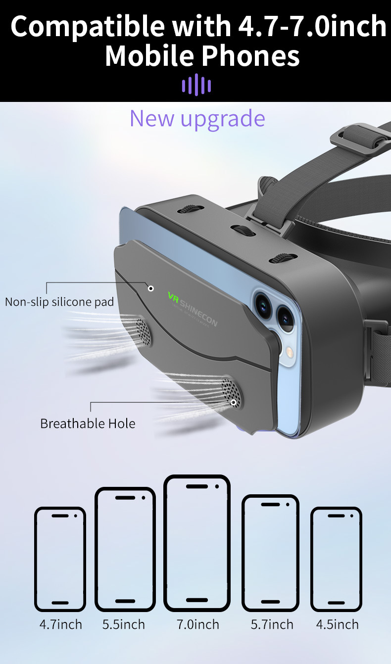 SC-G13 VR Box Shinecon  3D Virtual Reality Headset  HD Optical Lenses  Compatible with Android & iOS Smartphones  Mobile Gaming