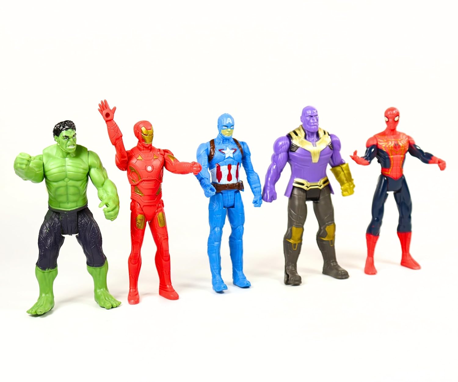 Marvel 6-Inch (15 CM) Hulk, Captain America, Iron Man, Spider-Man, & Black Panther Action Figure Set with Shield Accessory, Super Hero Toys, Ages 4+