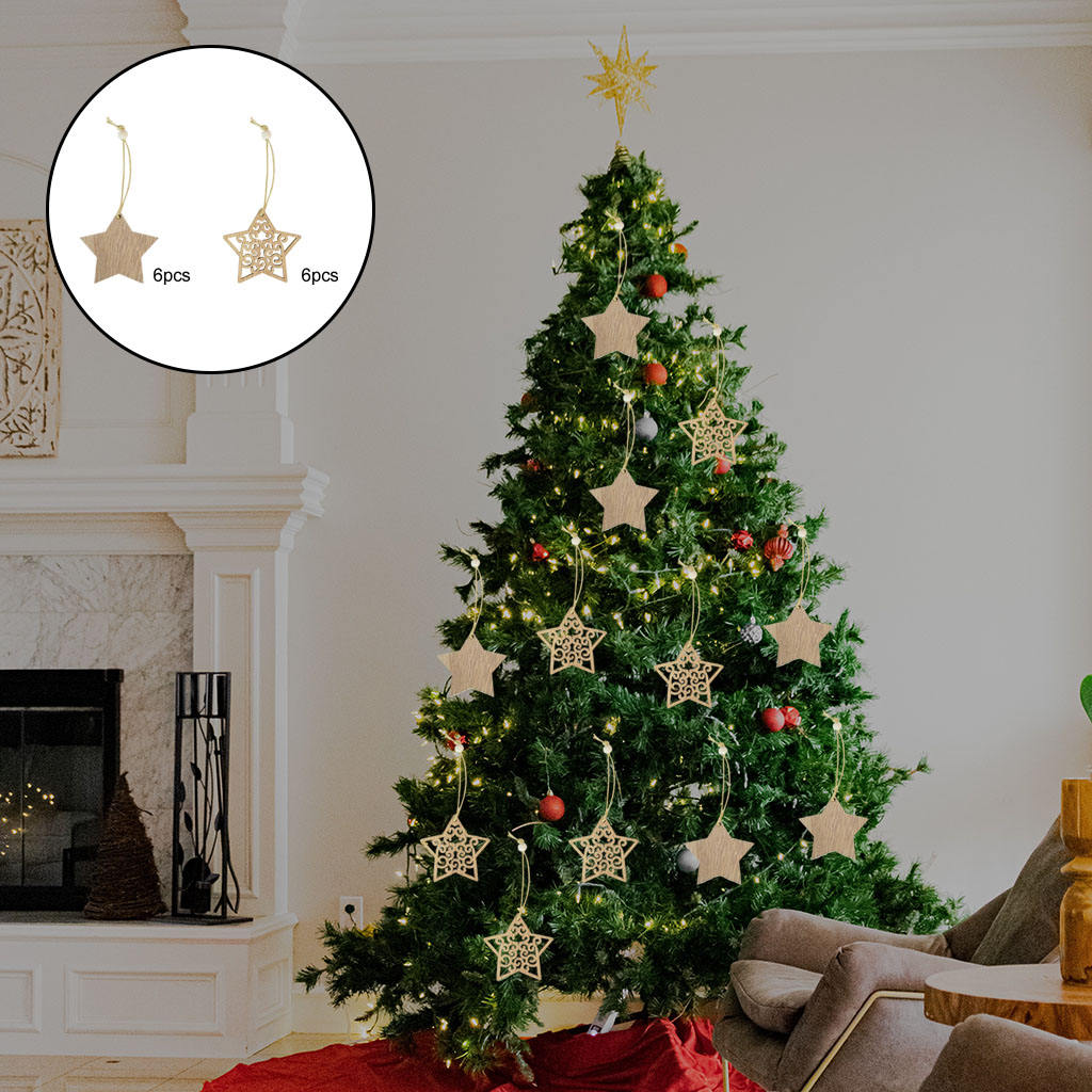 12pcs Christmas Decorations Tree Hanging Ornament Wooden Pendants 卸し売り購入