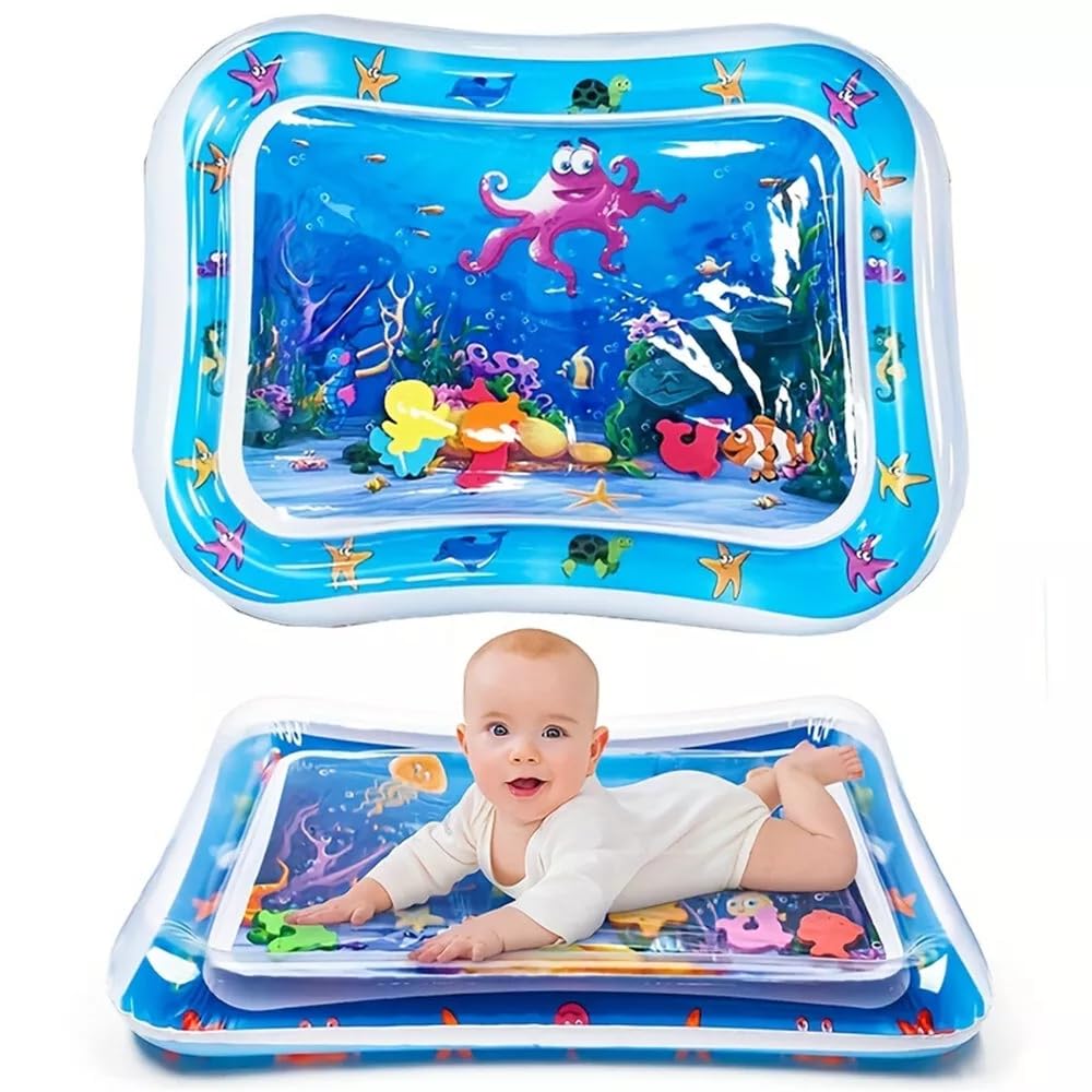 Tummy Time Water Mat for  Kids, Babies  &Toddlers | Premium Inflatable Baby Play Activity Pad for 3–24 Months | Muscle Strengthening Sensory Play Gym | Portable Leak-Proof Baby Water Mat – Home Essentials