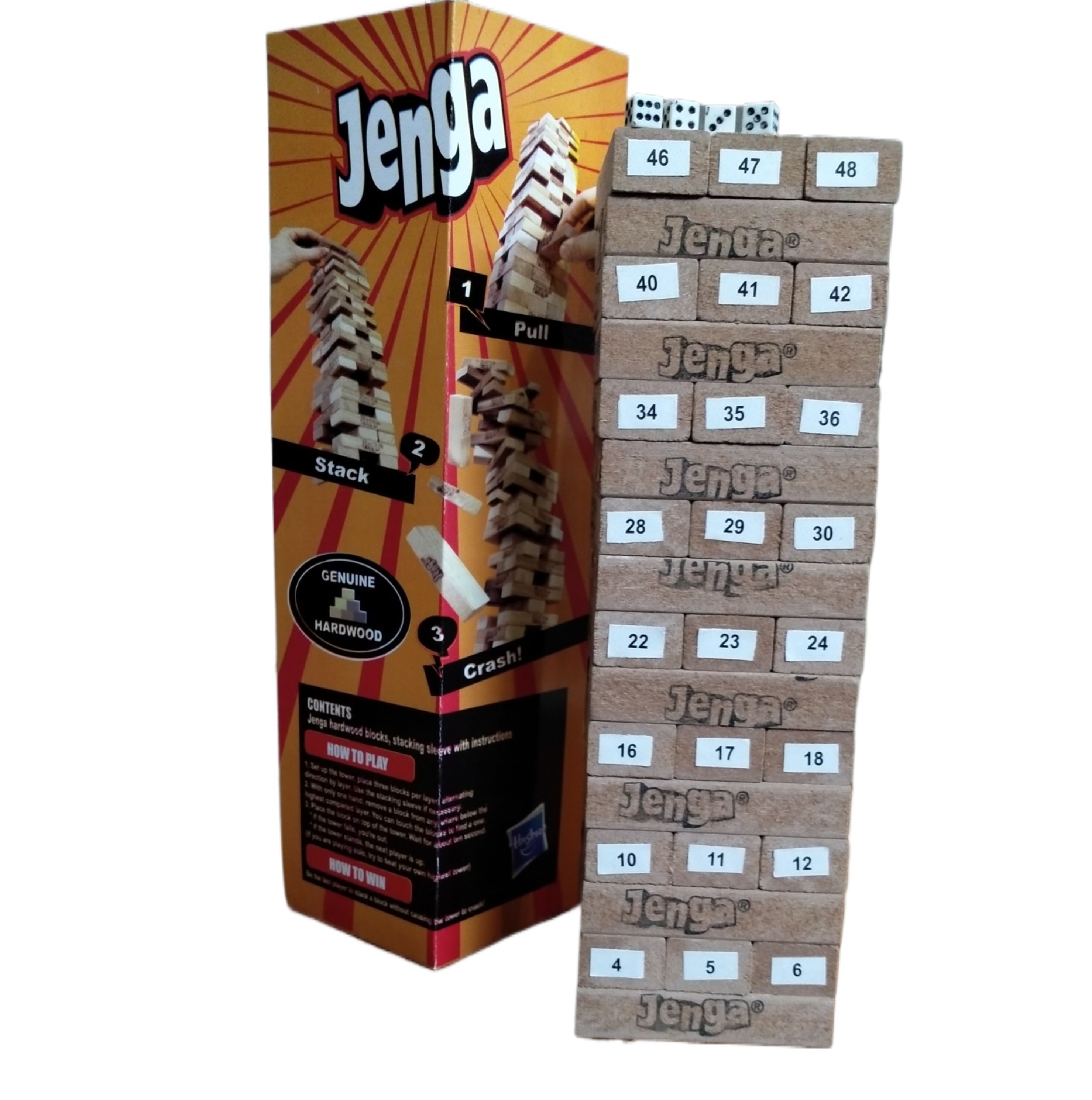 Classic Hasbro Gaming Jenga Tower Wooden Blocks Game 54 Pcs Pieces - Wood Toy.