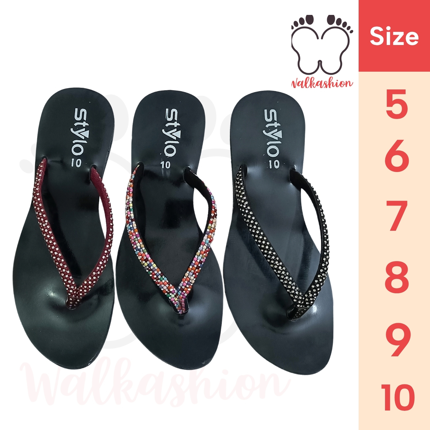 House V Strap Flip Flop Slippers for all age Ladies and Girls. New arrival. Best for Casual and Formal Use. Non Slippery Sole. Trendy and Stylish design.Durable and Comfortable. Available in Black and Maroon Straps. Available Sizes 6, 7, 8, 9, 10 and 11.