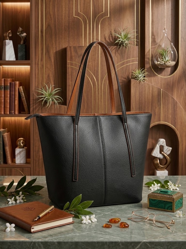 Premium Quality Faux Leather Maroon Tote Bag For Women | Stylish Daily Use Handbag With Zipper Closure & Spacious Compartment