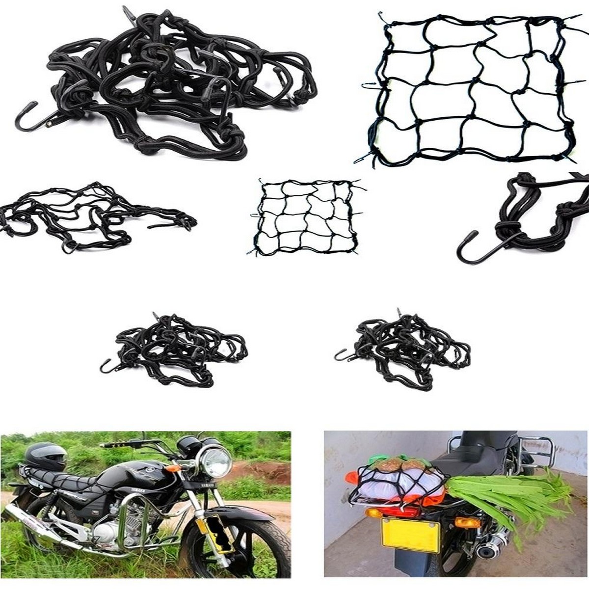 Motorcycle Bike Helmet & Luggage Tuck Net  Elastic String Bag Cargo Cover
