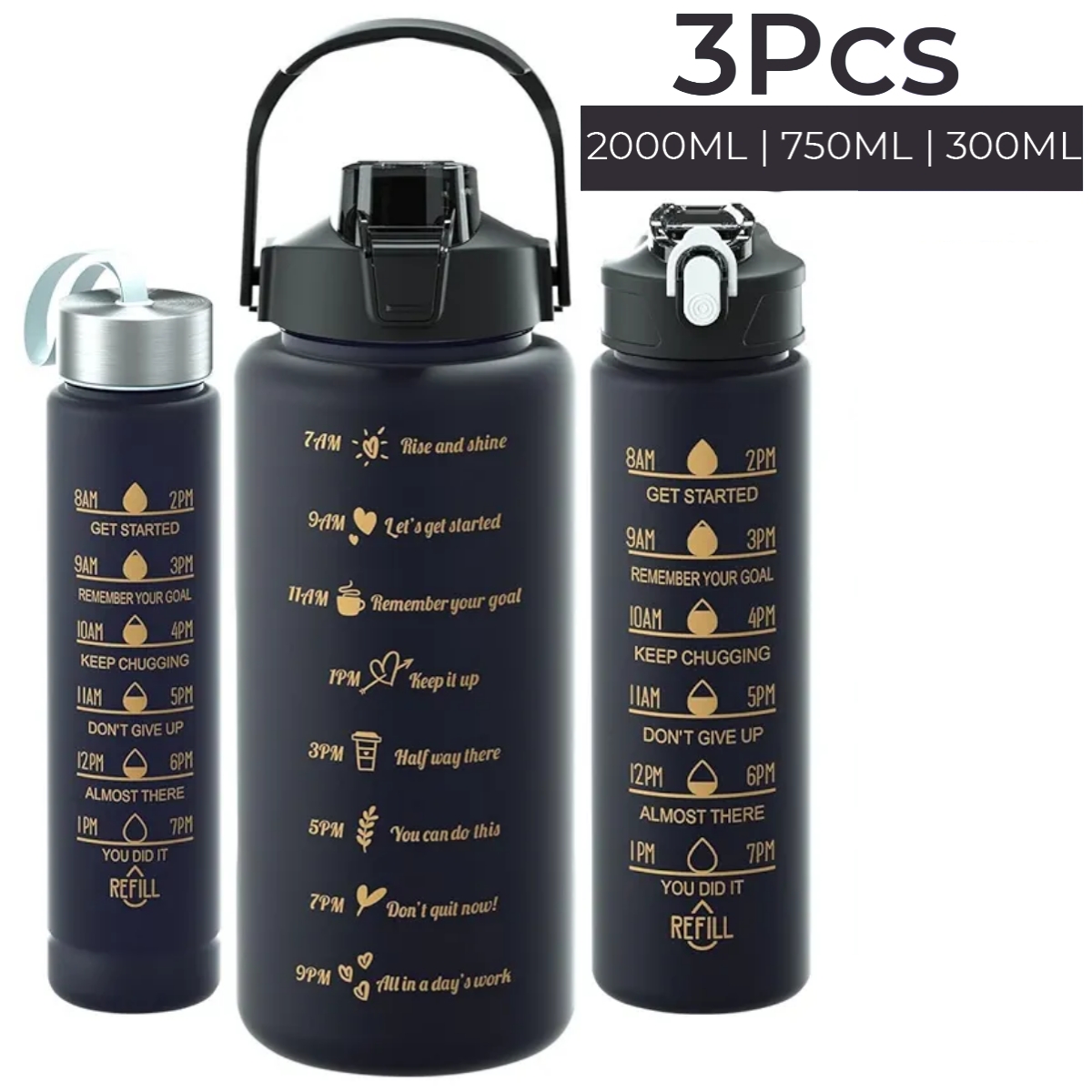 2000ml Motivational Water Bottle With Straw | 2L Gradient Color Drinking Water Bottle