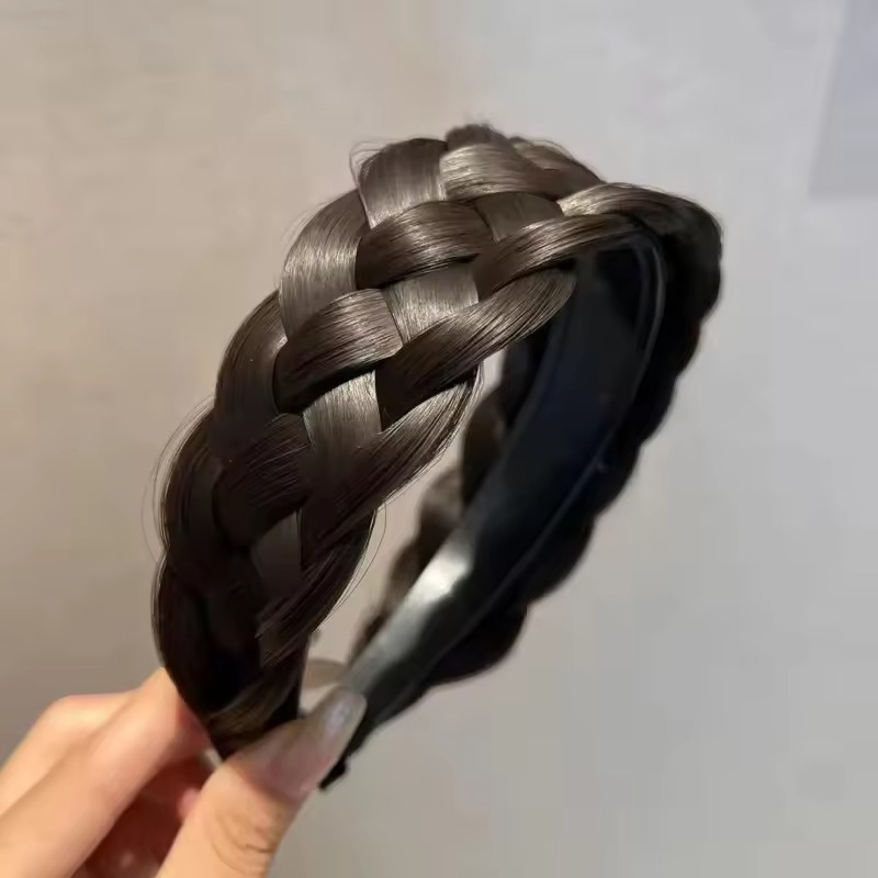 Wide Hair Accessories Toothed Non-slip Hairband Wig Twist Braid Hair Hoop Artificial Fishbone Style Braided Headband