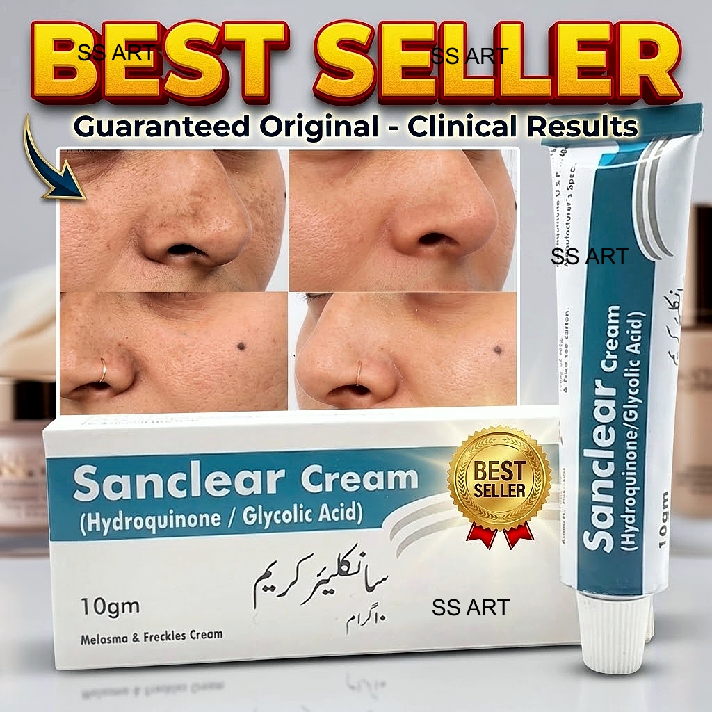 Sanclear Brightening Cream with Hydroquinone 2% & Glycolic Acid – Dark Spot Corrector for Face & Body (All Skin Types) Health & Beauty > Skin Care > Moisturizers and Cream