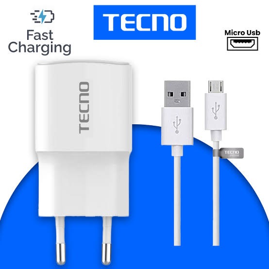 Original 18W Fast Charger For Tecno Mobiles – Original USB Wall Charger with Type-C & Micro Cable Available In Options | Best With Camon, Spark, Pova, Phantom Series