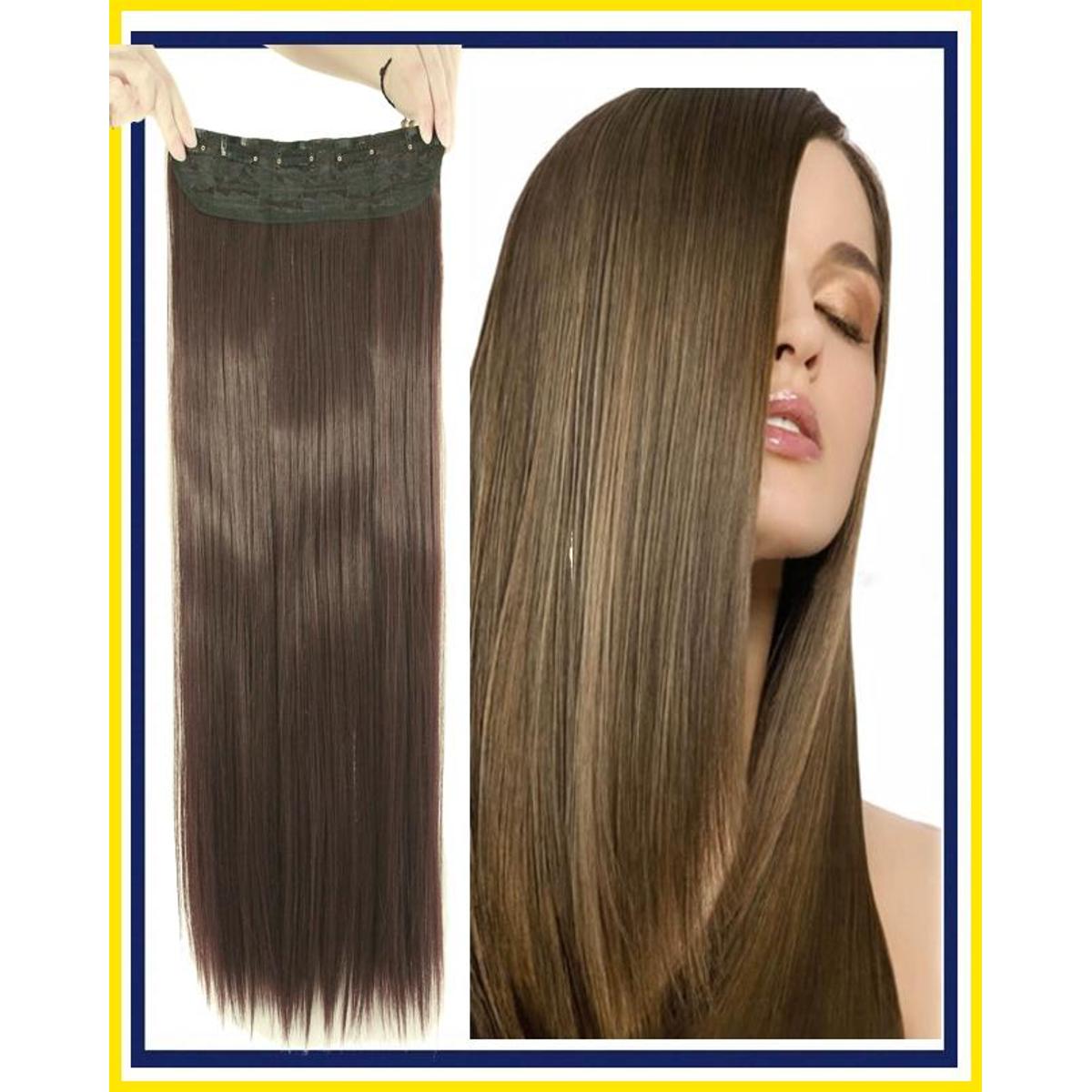 Long Hair Wig Extension Clip In Hair Extension - 30 Inches - Ash Brown Ombre  5 Clip In
