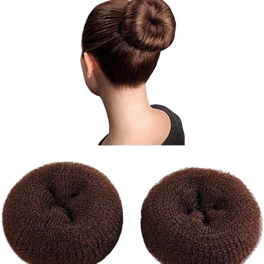 Hair Donut Bun Maker Set – 2 Stück, Groß (8,9 Cm), Für Dicke & Lange Haare, Schwarz