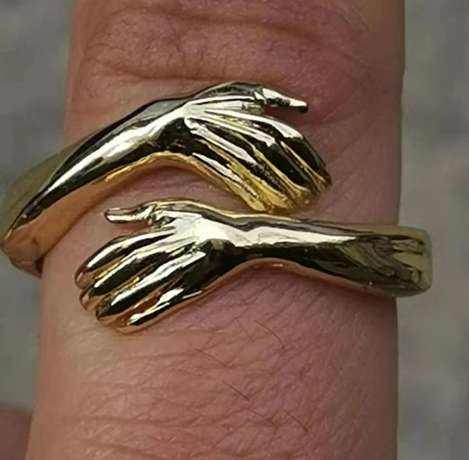 Hug Rings for Girls Couple Open Adjustable Rings Cute Minimalist Hands Embracing Love Ring For Women Couple Party Gift Select Color under Variations