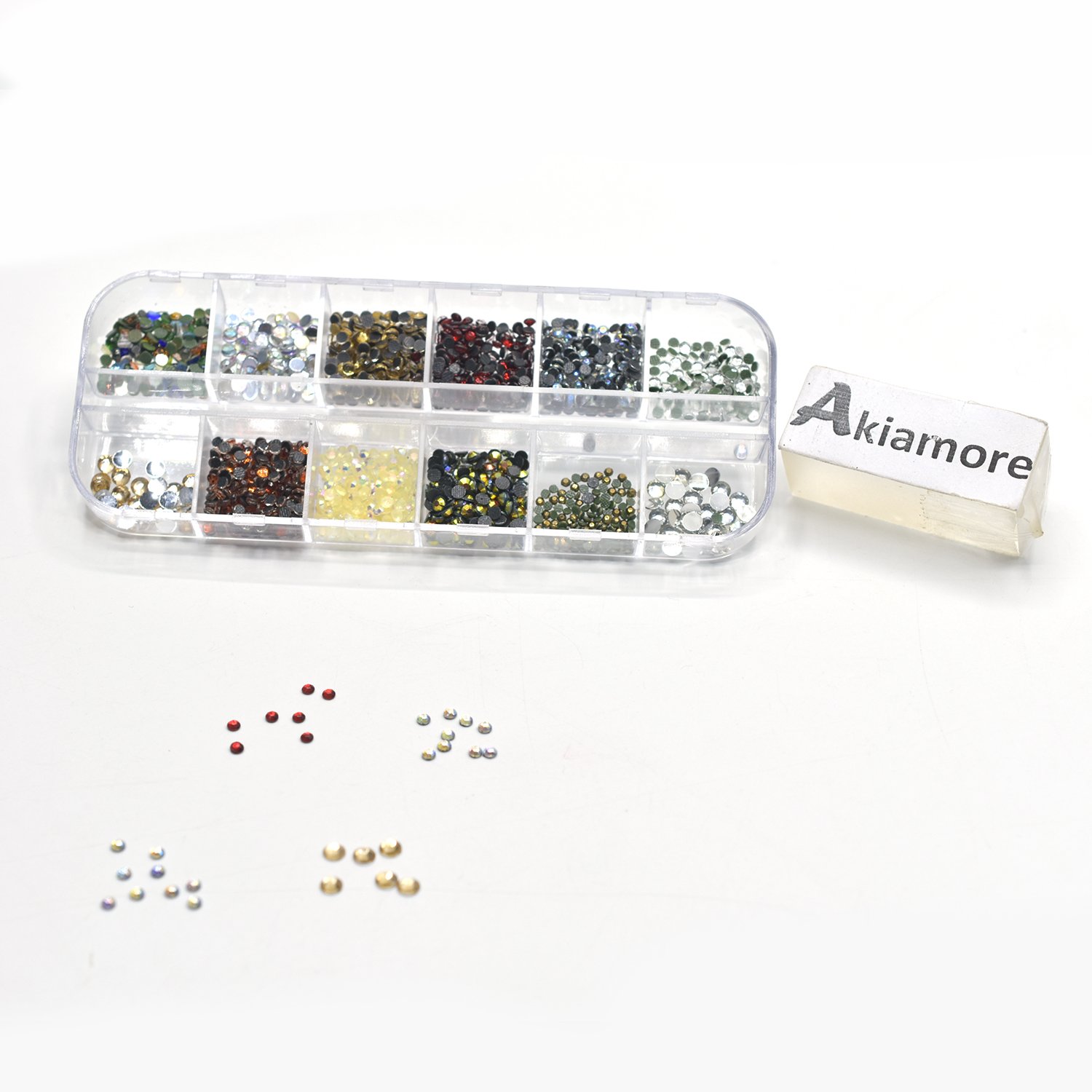Rhinestones Nail Decoration Round Colorful Glitters With Hard Case DIY Nail Art Decorations
