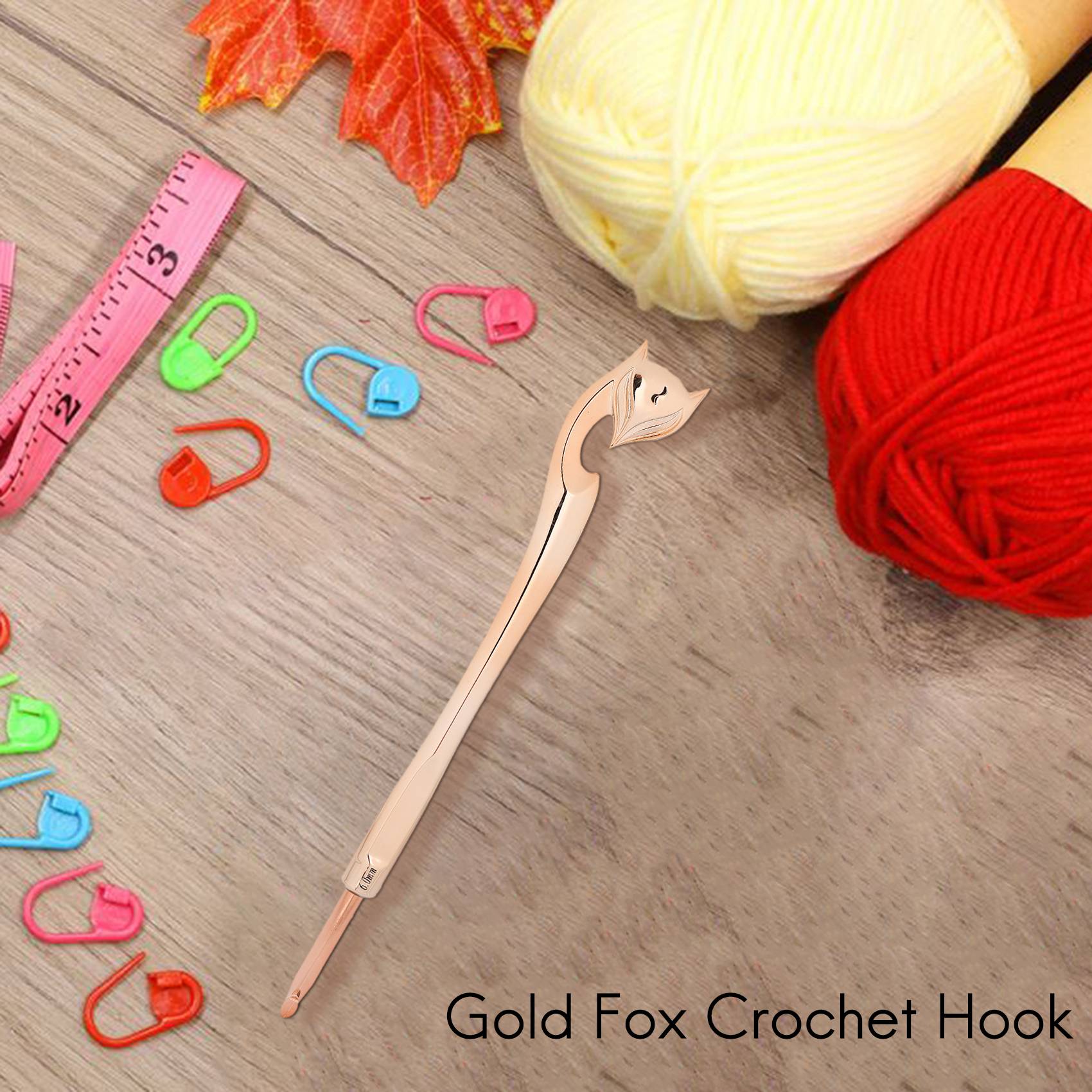 8 Pcs/Set Gold Fox Pattern Plastic Plating Crochet Hook Weave