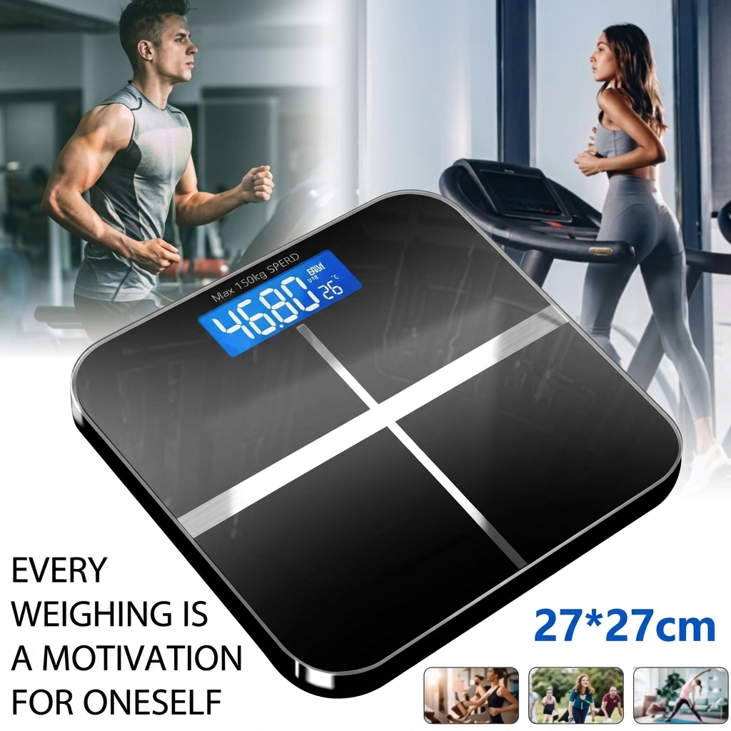 Tempered Glass Electronic Digital Body Weight Scale, Bathroom Scale 180 KG with LCD Display Weight Machine