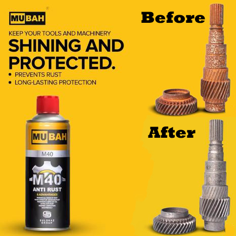 Original MUBAH M40 Rust Remover & Anti-Rust Spray 400ml | Multipurpose Metal Cleaner, Penetrating Oil & Lubricant | Best for Bikes, Cars, Tools, Auto Parts, Chrome, Steel, Rust Protection A+ Quality with Free delivery voucher