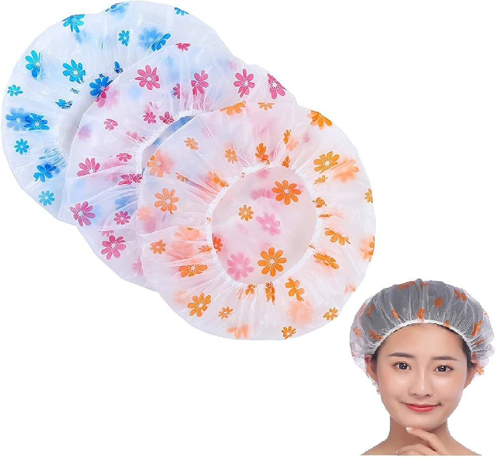 Waterproof Hair Shower Cap Reusable Elastic Shower Cap Womens Shower Safety Caps