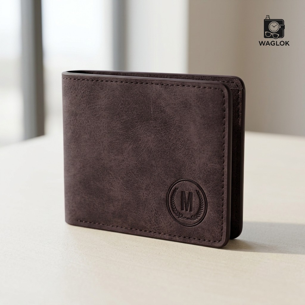 M-Design Soft Leather Bifold Wallet for Men – Compact Card Holder with ID Window & Dual Cash Compartments