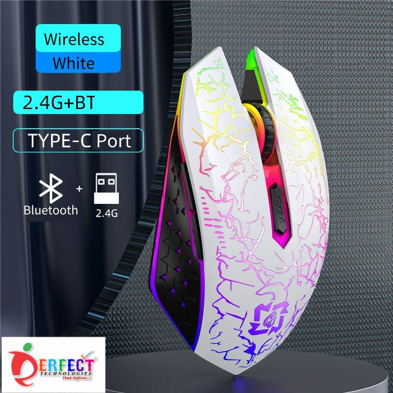 PRO WIRELESS GAMING MOUSE 6D 2.4GHZ+BLUETOOH DUAL MODE RGB RECHARGEABLE LONG BATTERY TIMING