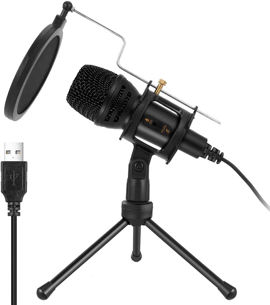 USB Condenser Microphone, 192Khz/24Bit PC Computer Condenser Mic for