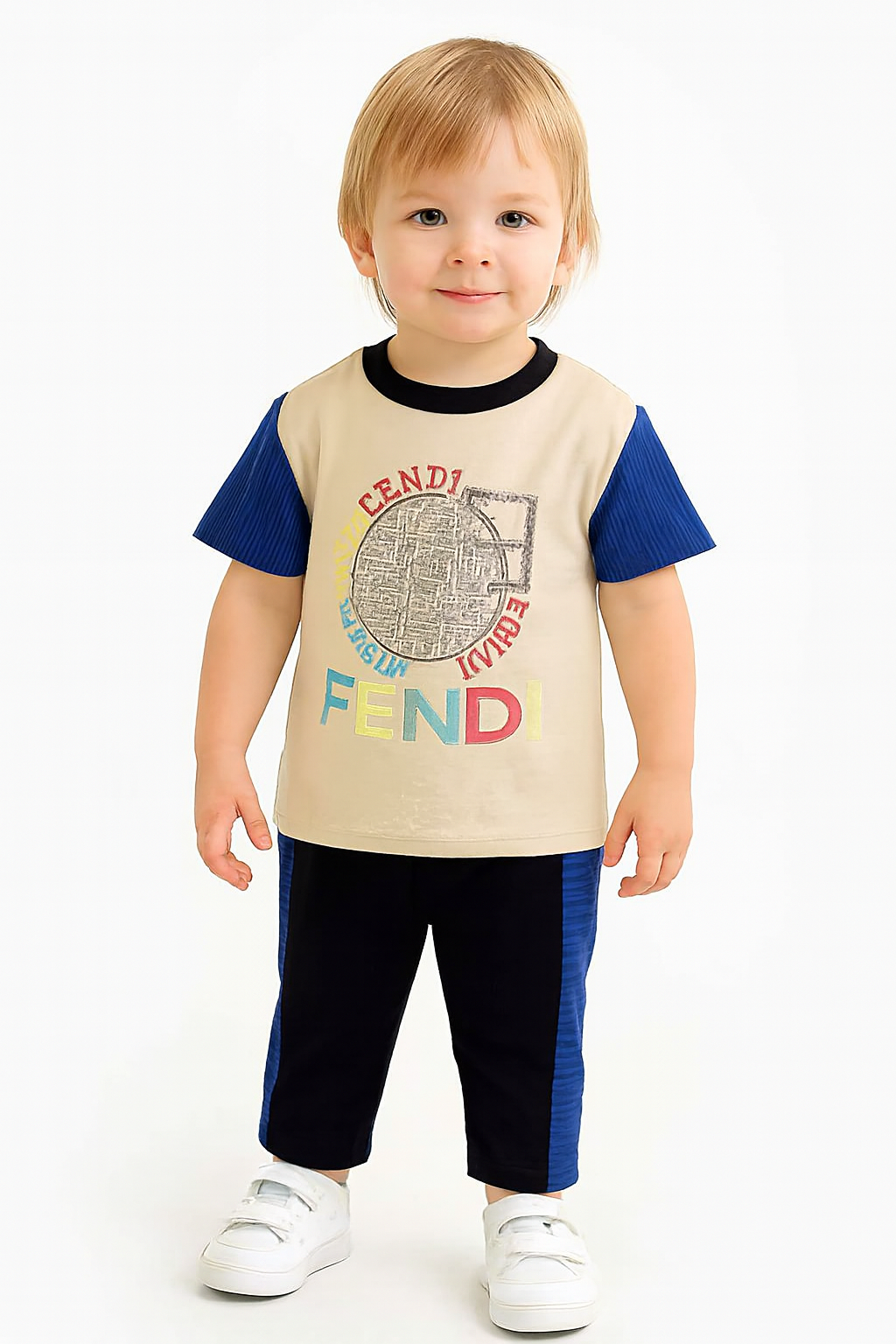 Kids summer collection Fendi Inspired Kids Outfit – Stylish T-Shirt & Shorts Set for Boys & girls (Age 1–6 Years) kids summer dress shorts t-shirt kids 2 piece dress night suit summer kid suit summer wear baby dress baba dress price in Pakistan