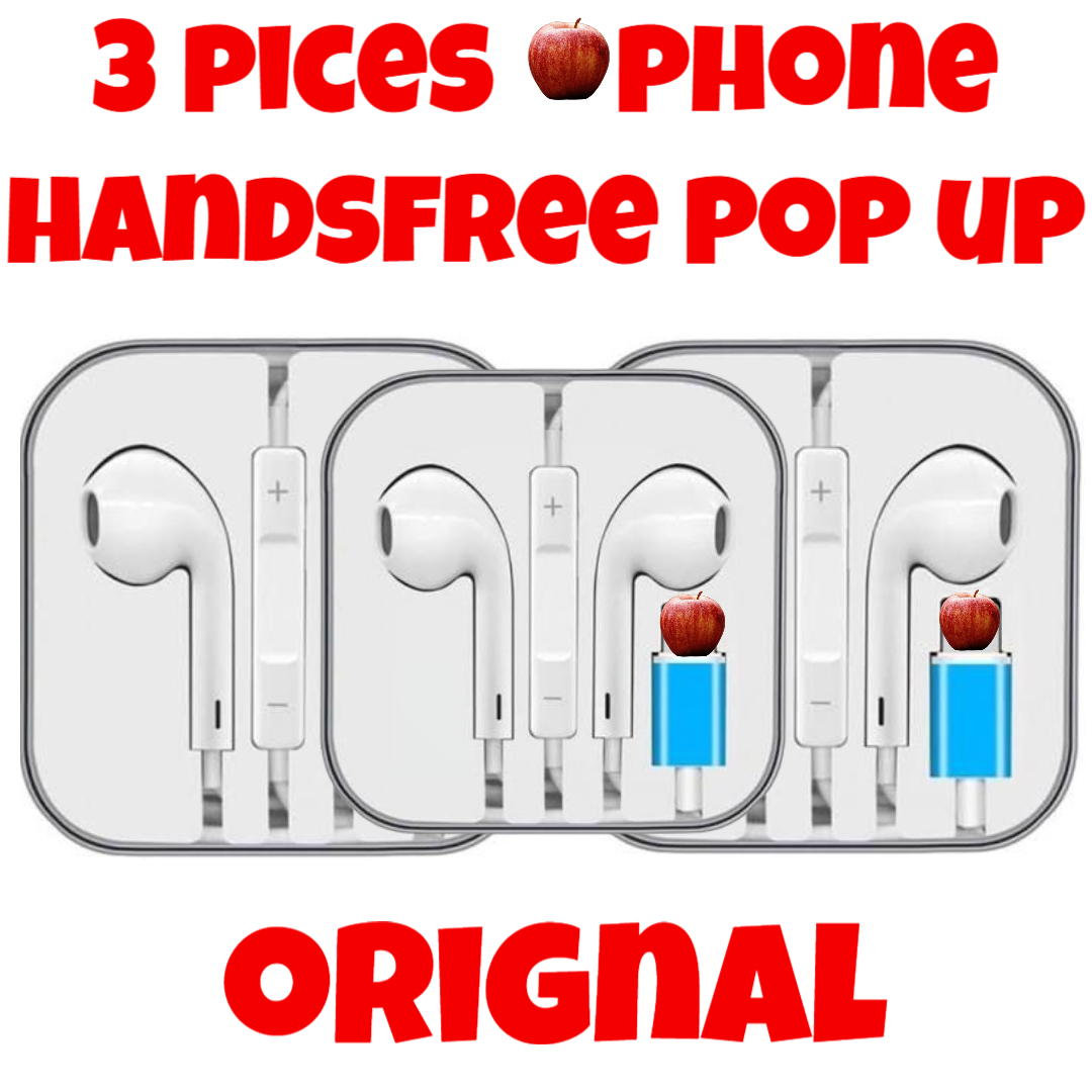 (3 Pices) Orignal Phone Lightning Handfree | Earphones | In-Ear Headphones / Earphones Wired with Lightning Connector for Phone 7 To 14 Phone (Built-in Microphone & Volume Control) Phone Handfree Orig