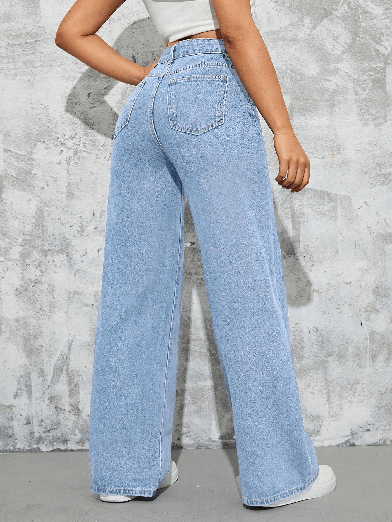 Wide Leg Ice Blue Denim Jeans For Women/Girls/Female Export Quality Fashion Baggy Jeans