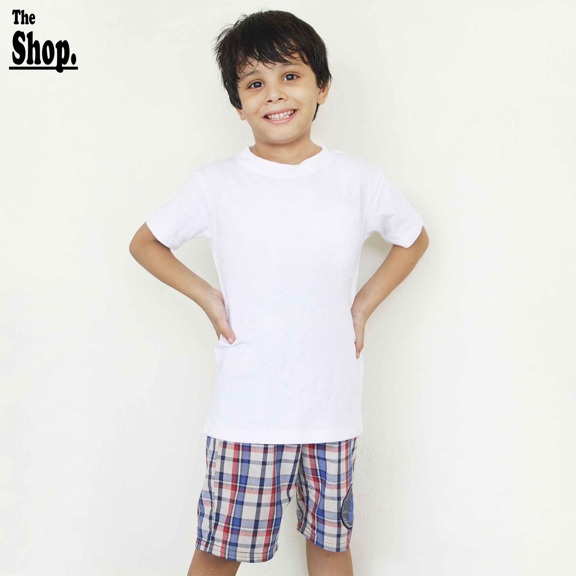 The Shop - White Basic T Shirt For Boys & Girls Kids, Round Neck Half Sleeves Tshirt, 1 Years To 14 Years - WHT-P1