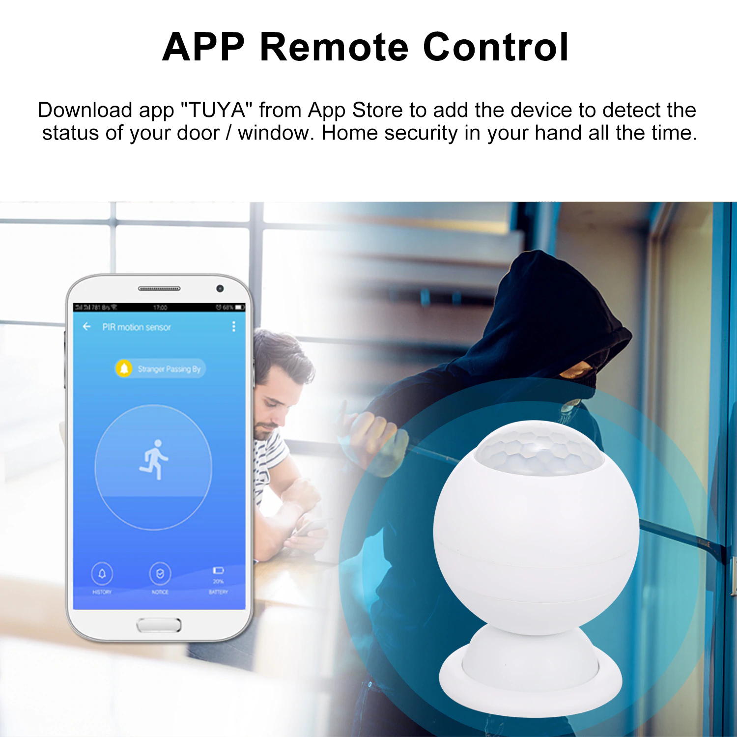 WIFI PIR Motion Sensor Alarm Wireless IR Detector Security Burglar