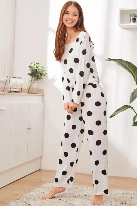 Grey Heart Print Soft Cotton Night Suit T Shirt and Pajama Set For Women and Girls Comfortable Soft Fabric For A Good Nights Sleep