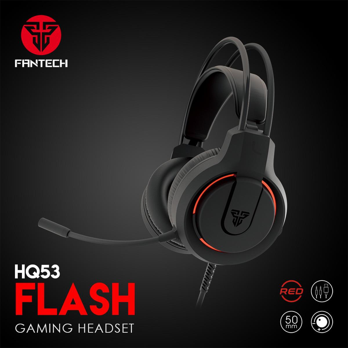 Fantech FLASH HQ53 Lightweight Dual 3.5mm TRS Jack and USB Gaming Headset 360 Surround Sound Multiplatform Gaming Headphone With Noise Cancelling Microphone Support All Device PS4/PS5/NINTENTO SWITCH/MOBILE/PC/LAPTOP
