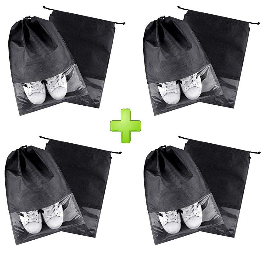 Pack of 04 - Travel Shoes Storage bag with clear window non-woven with PVC Bag Home Use