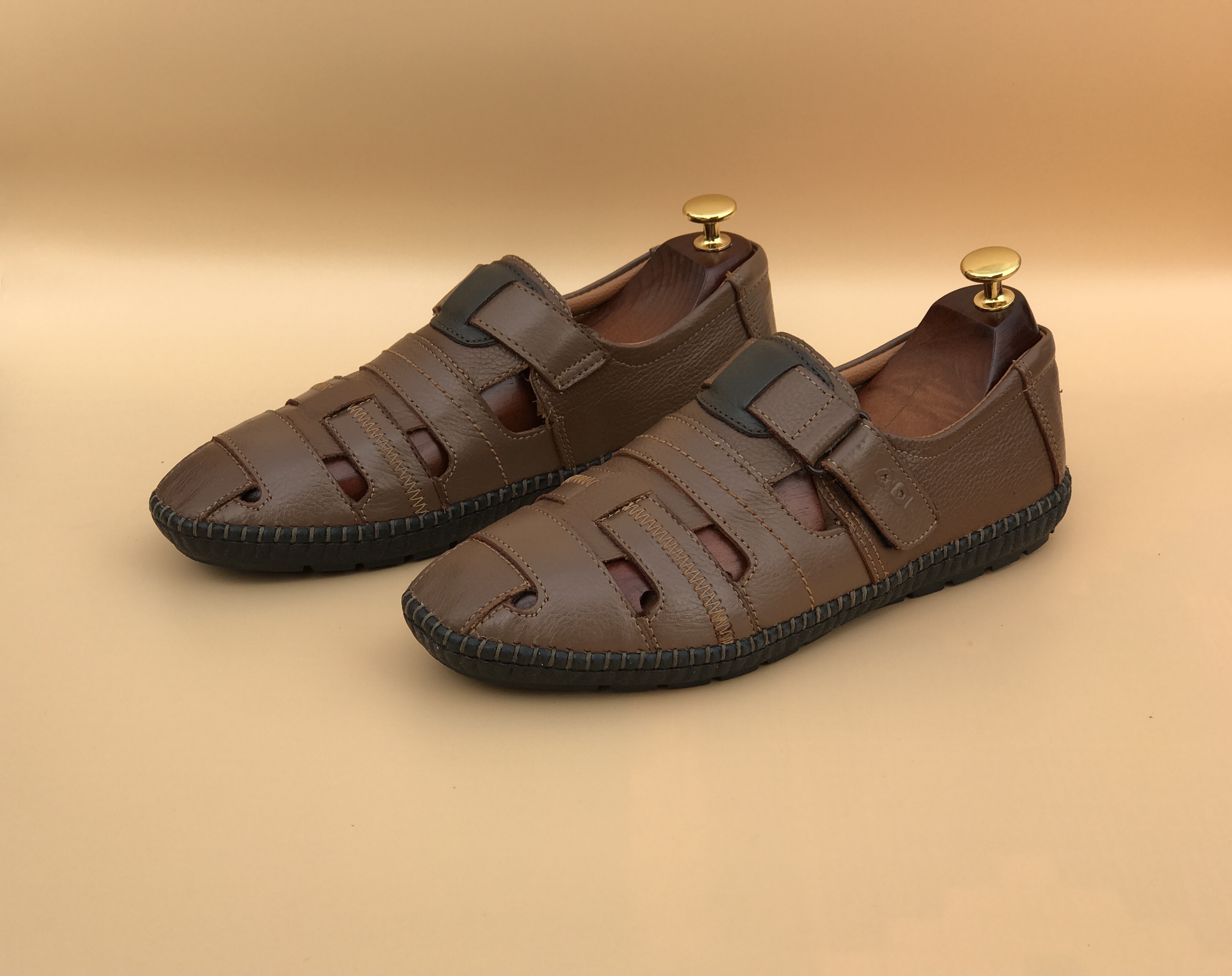 Pure Leather Roman Sandal For Men Color Brown