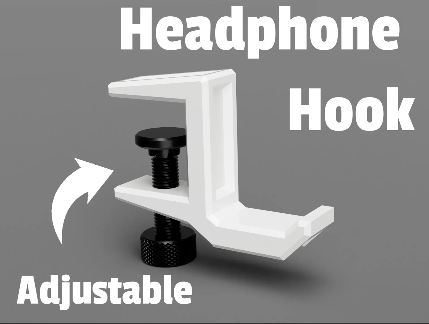 Adjustable Desk Headphone Hook Clamp | 3D Printed Headset Holder | Under Desk Headphone Hanger | Gaming Headphone Stand | Black & White