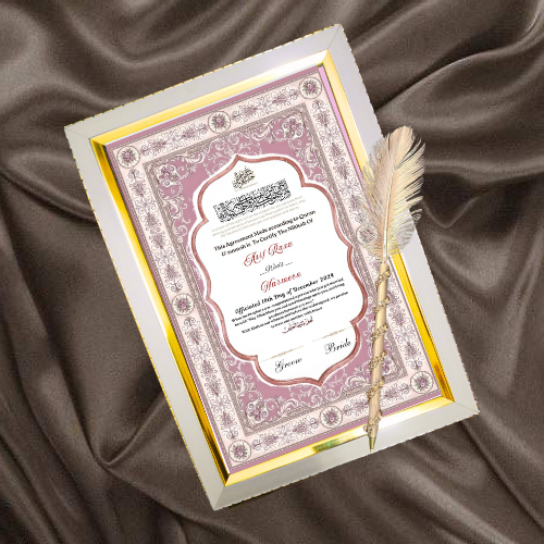 Nikkah Certificate , FREE SHIPPING, Original Product , Nikkah Certificate with golden frame , & with Crystal frame ,Best Gift for Weeding and Nkkah Cermony