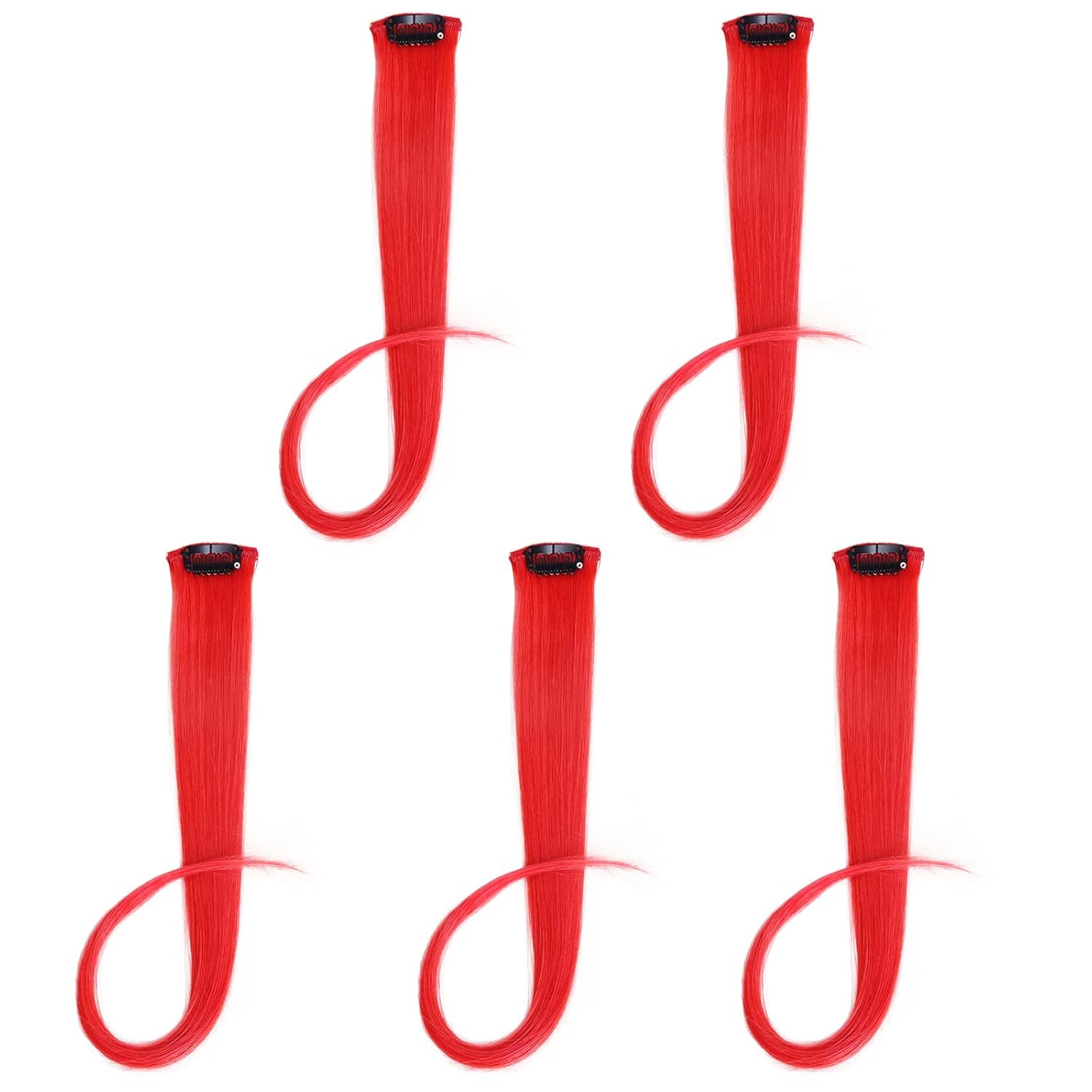 Synthetic Clip-In Hair Extensions - Red