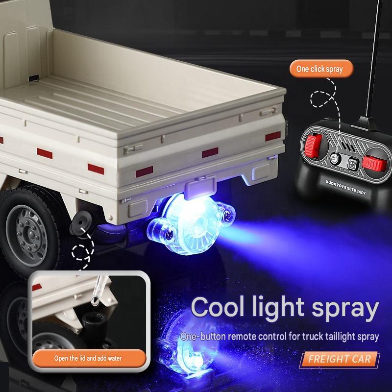 KIDDO KASTLE - 1:24 RC Suzuki Pickup Cargo Truck | 2.4GHz Remote Control Off-Road Drift & Climbing Truck with Mist Spray, LED Lights & 5-Channel Rechargeable RC Vehicle for Kids | Blue & White Assorted Colors