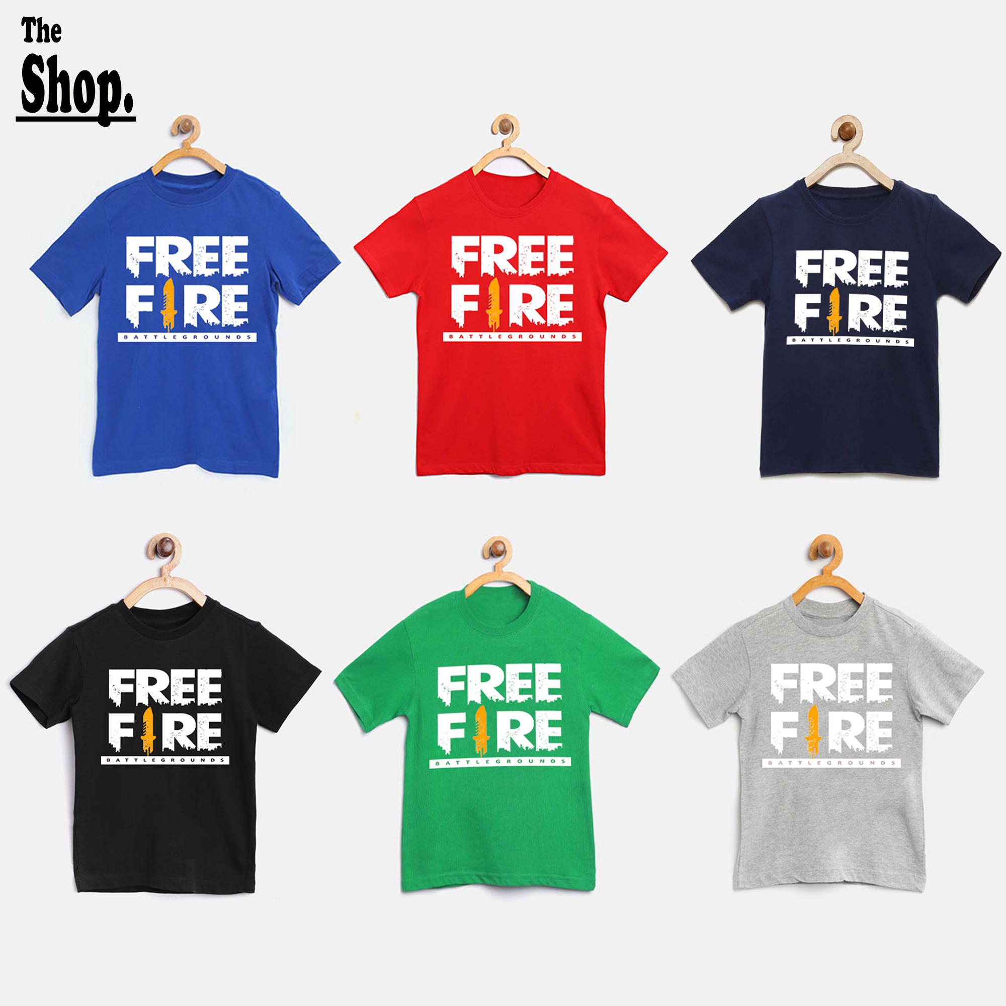 The Shop - FREE FIRE T Shirt For Boys & Girls Kids, Round Neck Half Sleeves T-Shirt, 1 Year To 14 Years - FF-BG1