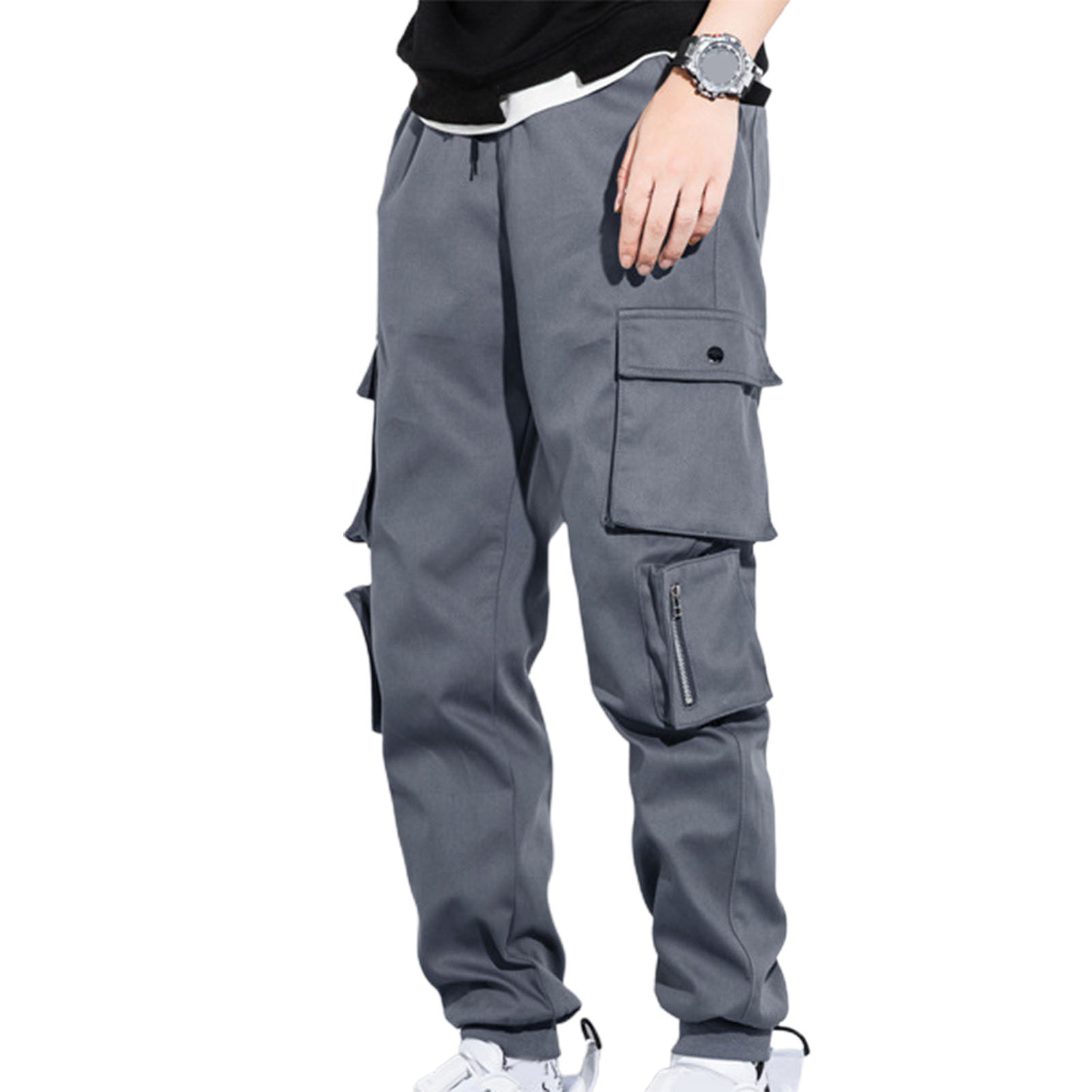 Men Trousers Loose Elastic Waist Autumn 