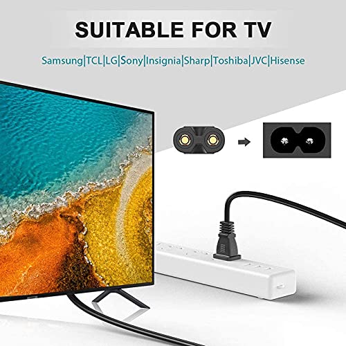2 Pin AC Power Cable Cord for Laptop/ Adapter/LED TV, Printer ,PC Notebook Computer, Play Station,Tape Recorder, Camera black ( 100% branded ) black 1.2 meter